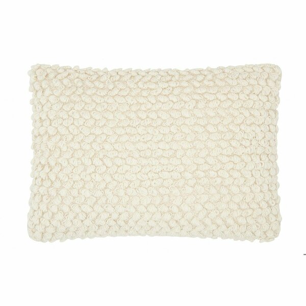 Homeroots 14 x 20 in. Off White Knotted Detail Lumbar Pillow 386007